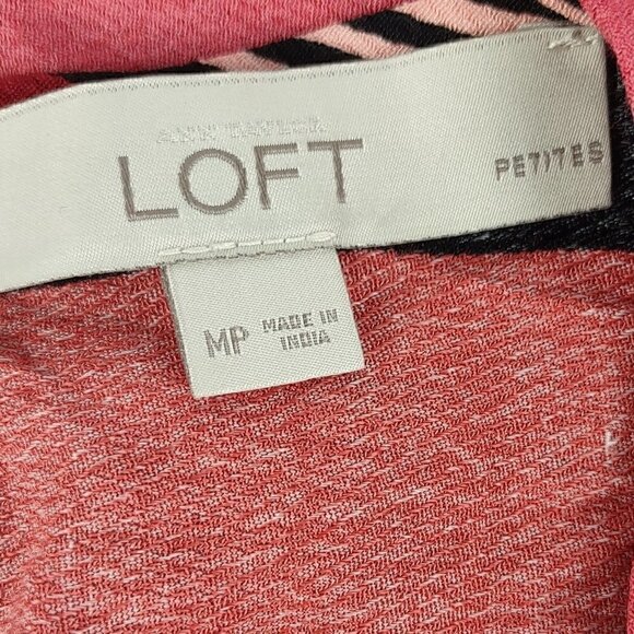 Ann Taylor LOFT Sleeveless Lightweight Striped Pink Red Shift Dress. Size MP - Picture 7 of 8